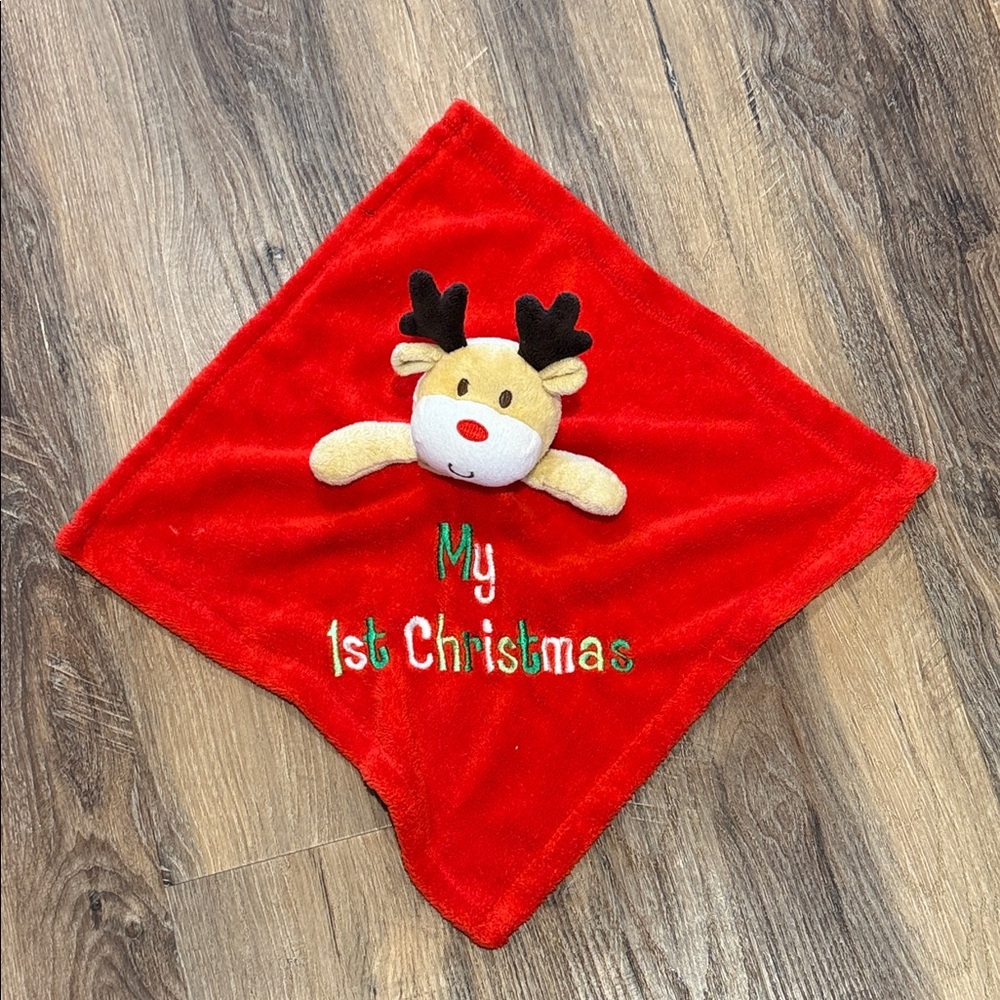 Red My 1st Christmas Reindeer Blanket lovey - Picture 4 of 6